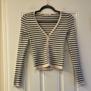 Madewell Cream Striped Button Cardigan